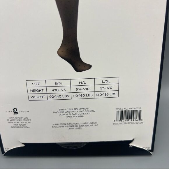 H Halston Black Swiss Dot Tights Medium/Large - Picture 4 of 4